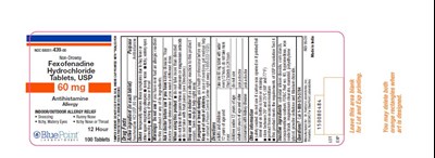 Fexofenadine Bottle Label (Fexofenadine HCl Tablets Usp 60 mg  100 Ct Label Rev 05 20)